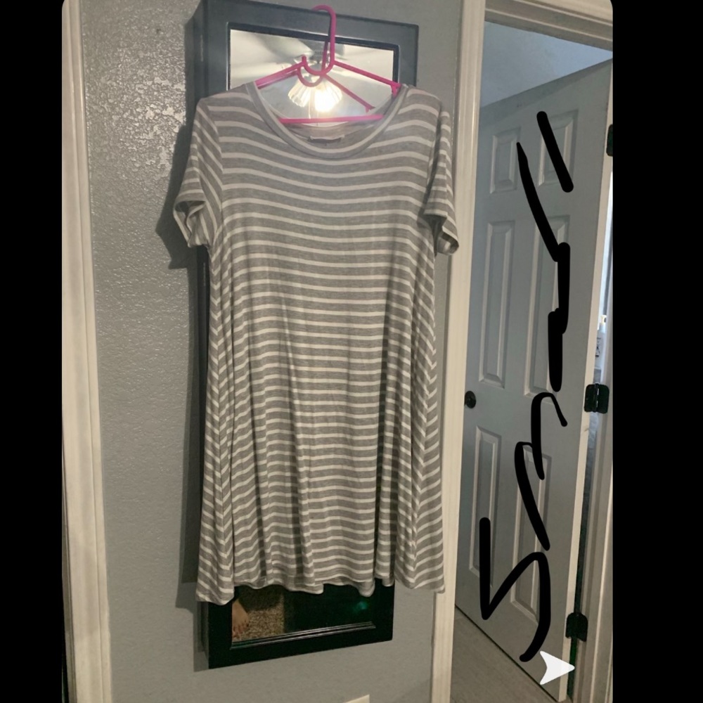 Grey and white striped dress